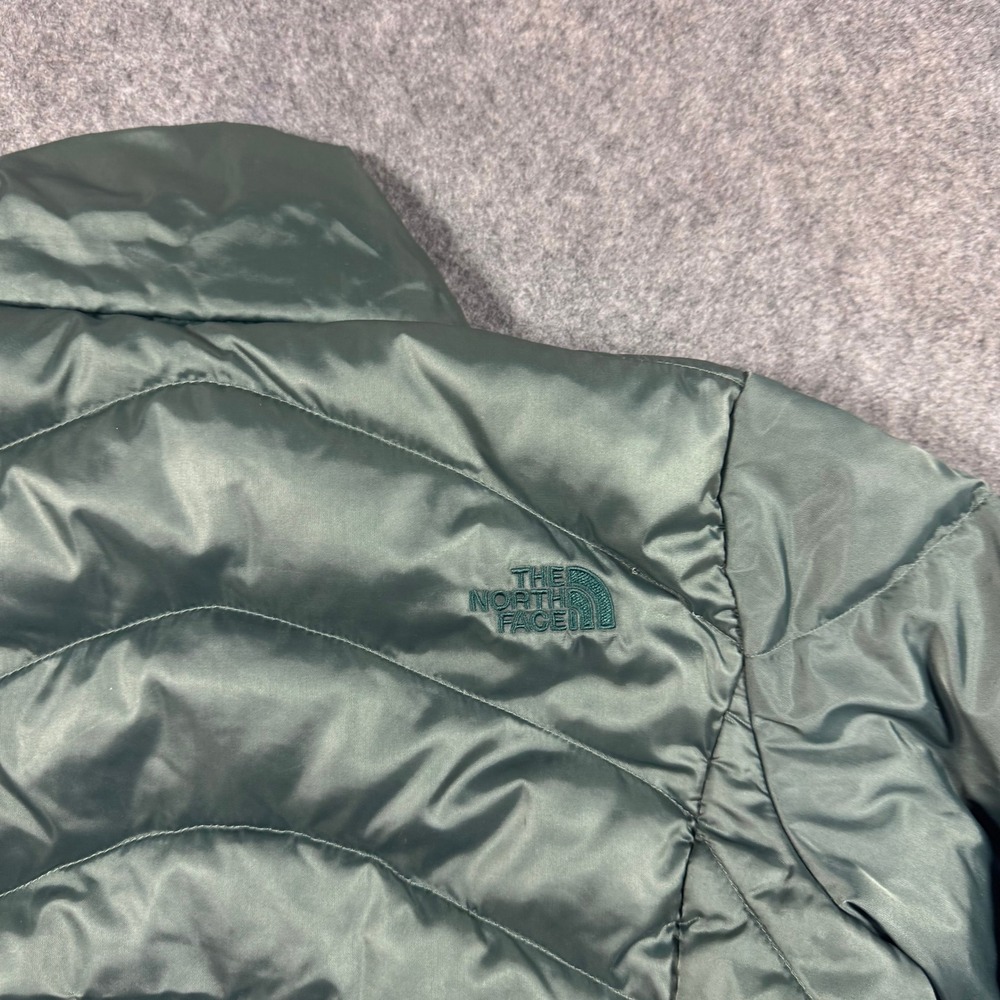The North Face Puffer Jacket Womens S Green 550 Down Quilted Full Zip Coat FLAW* - Picture 6 of 12